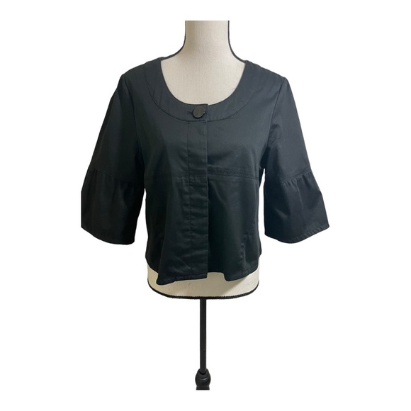 Sandro womens round neckline button down bell style sleeve shirt jacket medium P - Picture 7 of 10